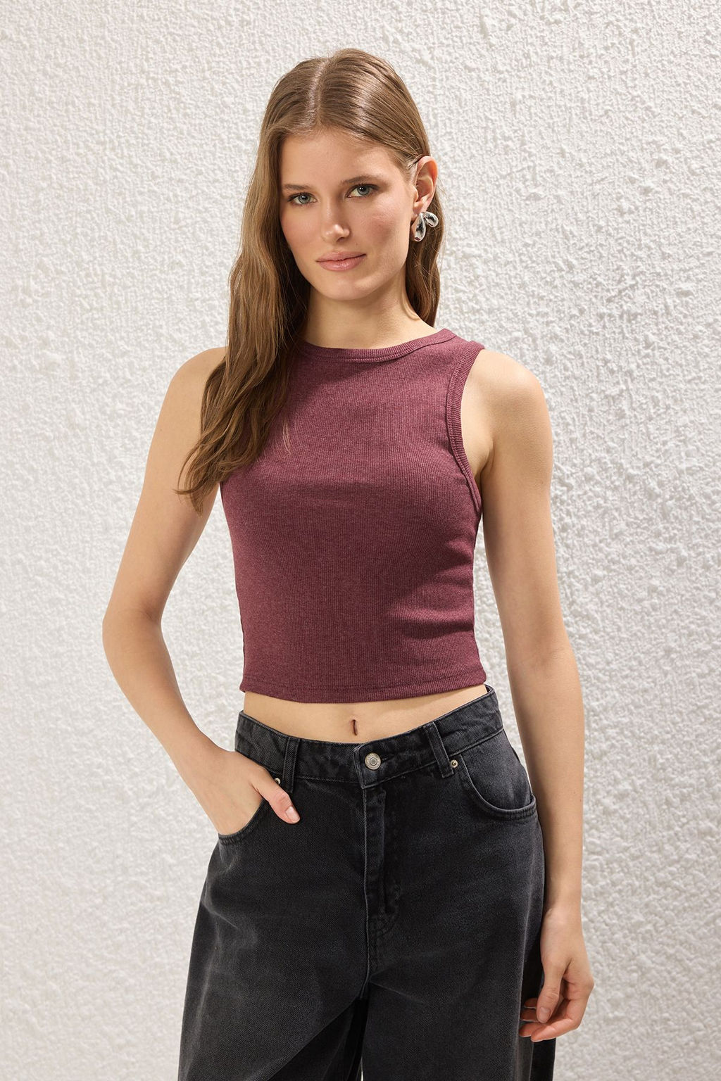 TRENDYOLMILLA Siyah-Ekru-Lacivert Fitted Crop Esnek Orme Atlet TWOSS25AL00053  фото 11