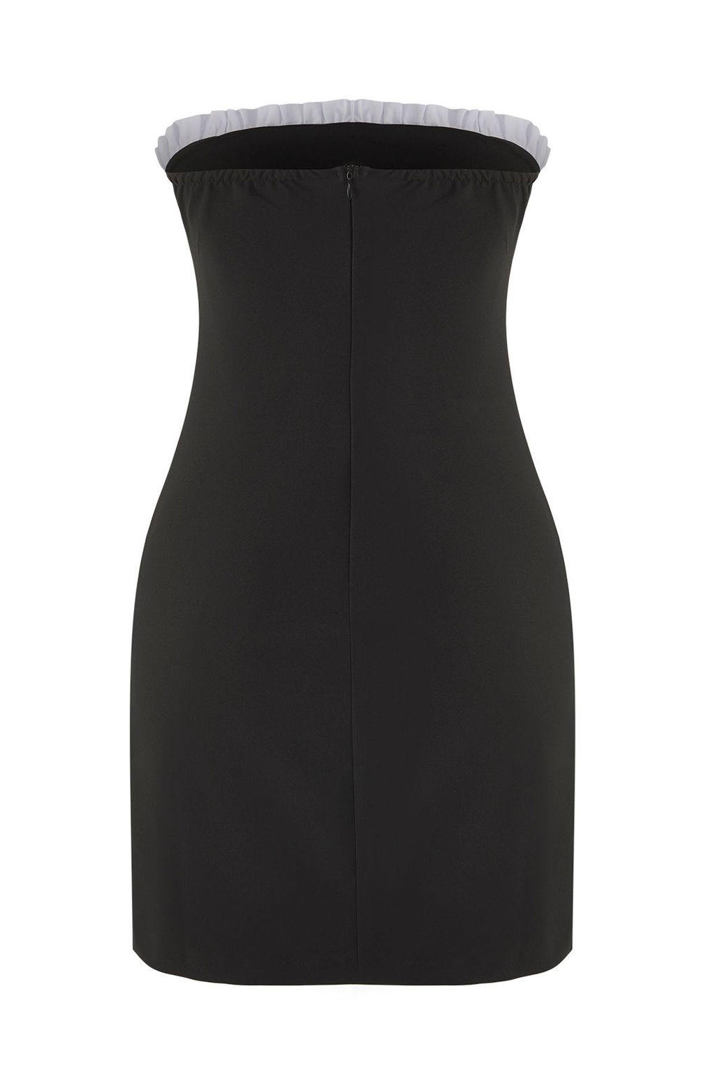 Siyah-Beyaz Bagc?k Detayl? Dokuma Mini Abiye Gece Mezuniyet Elbisesi TPRSS25EL00289