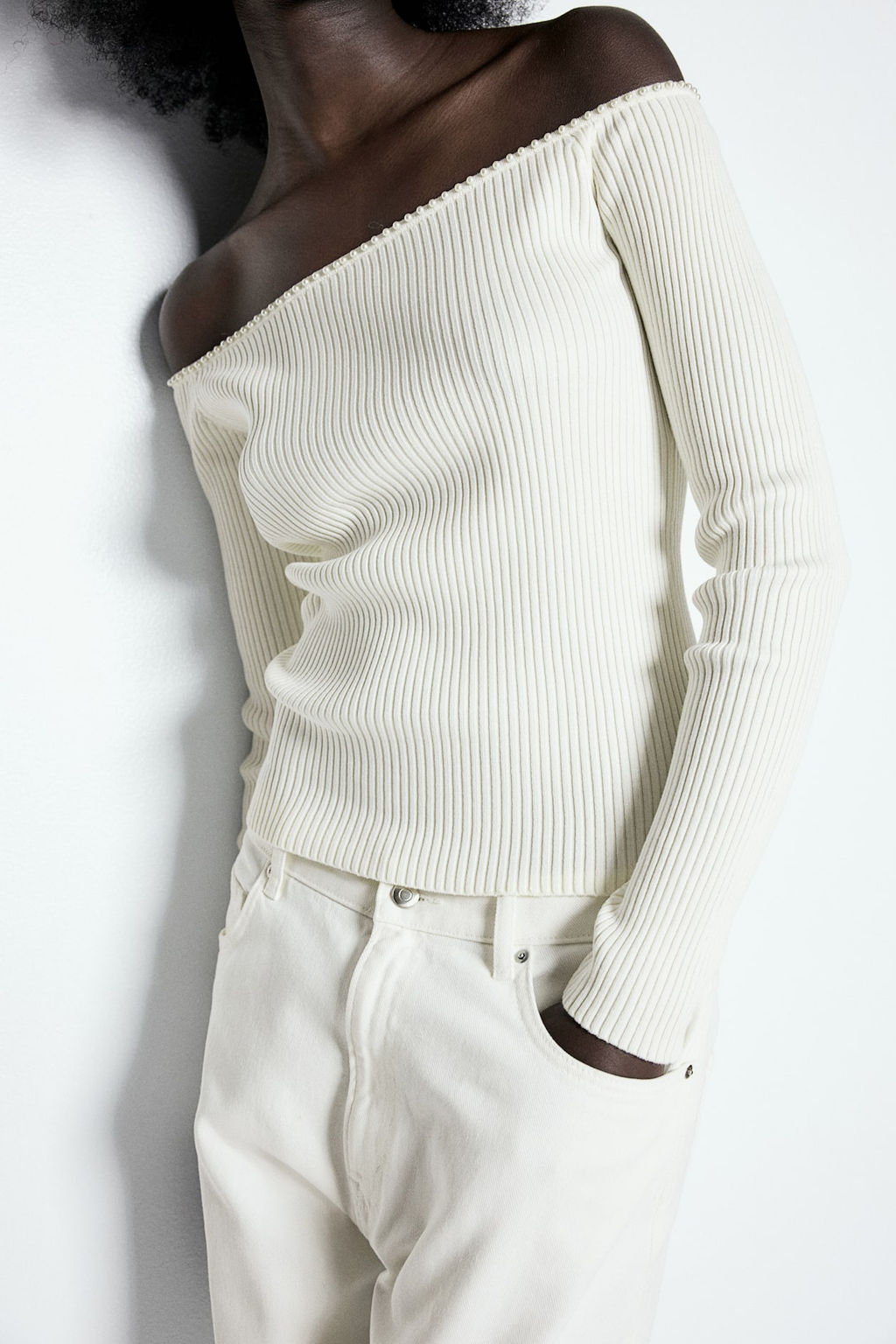 Top off-the-shoulder con cuentas - H&m фото 2