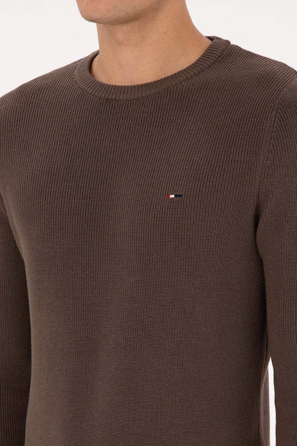 Erkek Slim Fit Bisiklet Yaka Vizon Basic Kazak - U.s. polo assn фото 7