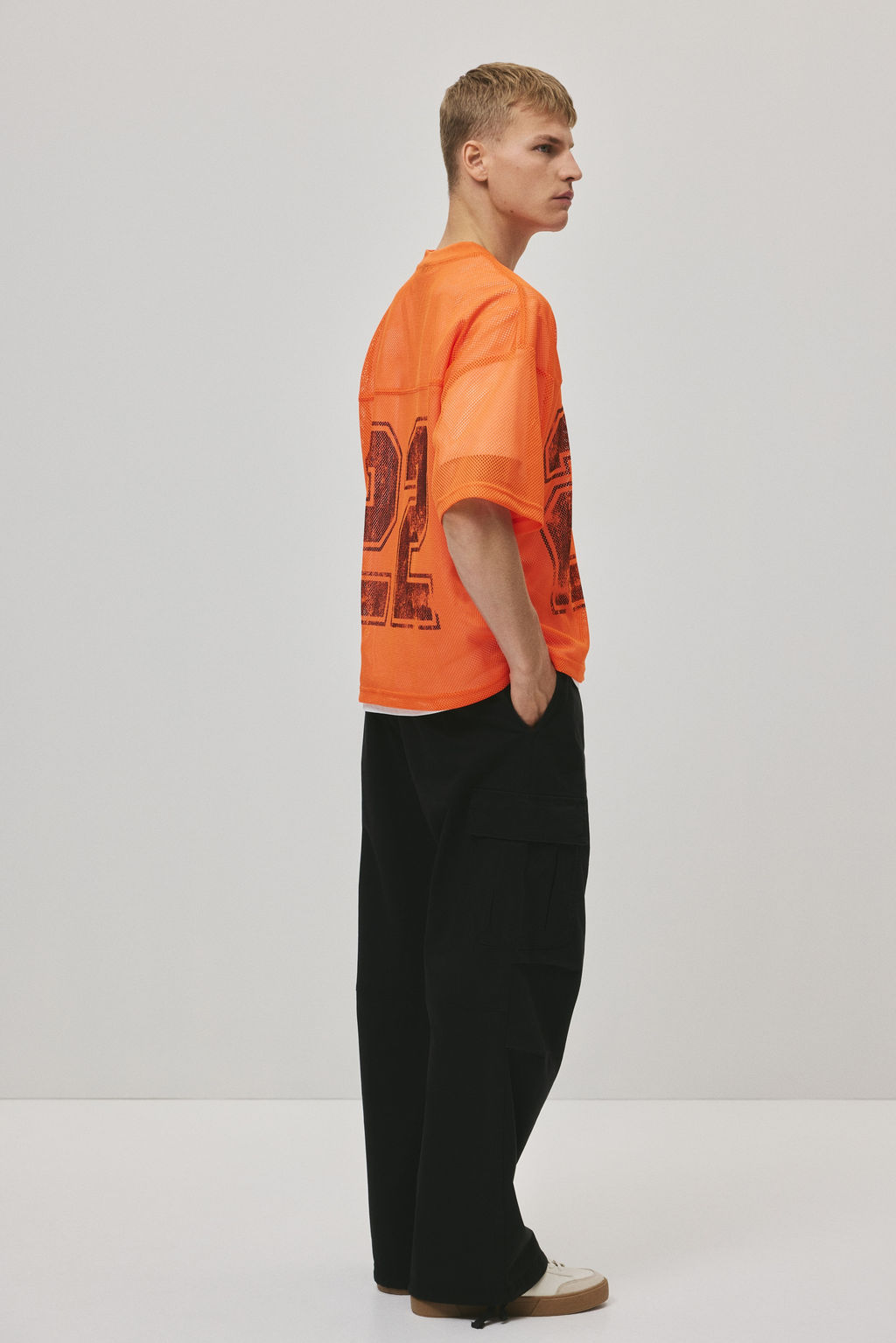 Oversized Fit Printed mesh T-shirt - H&m фото 7