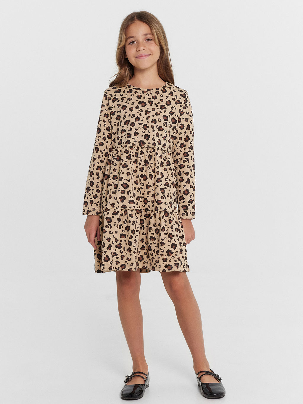 Платье для девочек бежевое с леопардовым принтом - Mark formelle фото 2