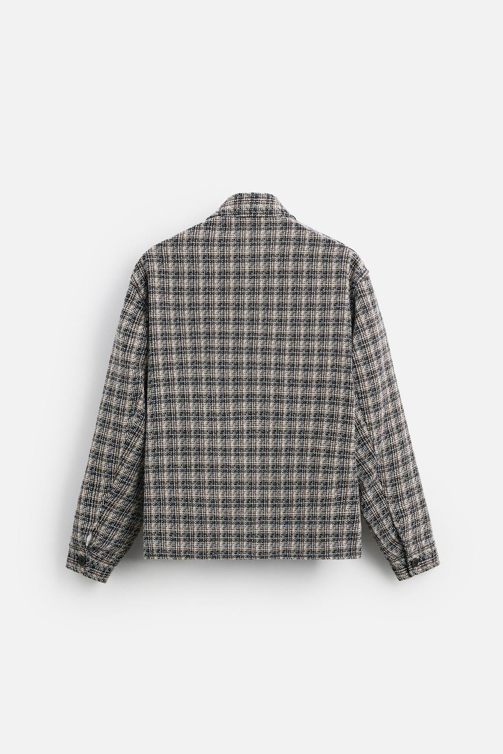 TEXTURED CHECK OVERSHIRT - Zara фото 7
