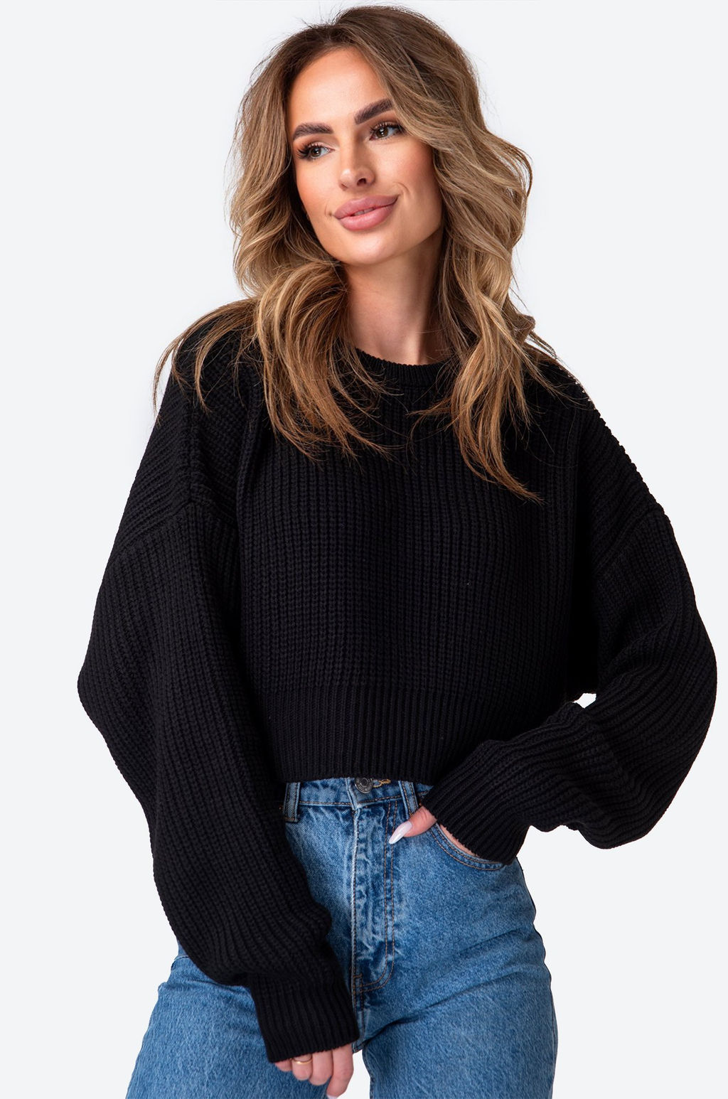 Женский укороченный джемпер оверсайз Happy Fox  фото 29