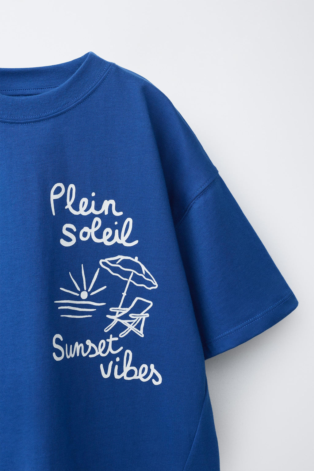 CAMISETA ESTAMPADO SOMBRILLA PLAYA / Azul - Zara фото 4