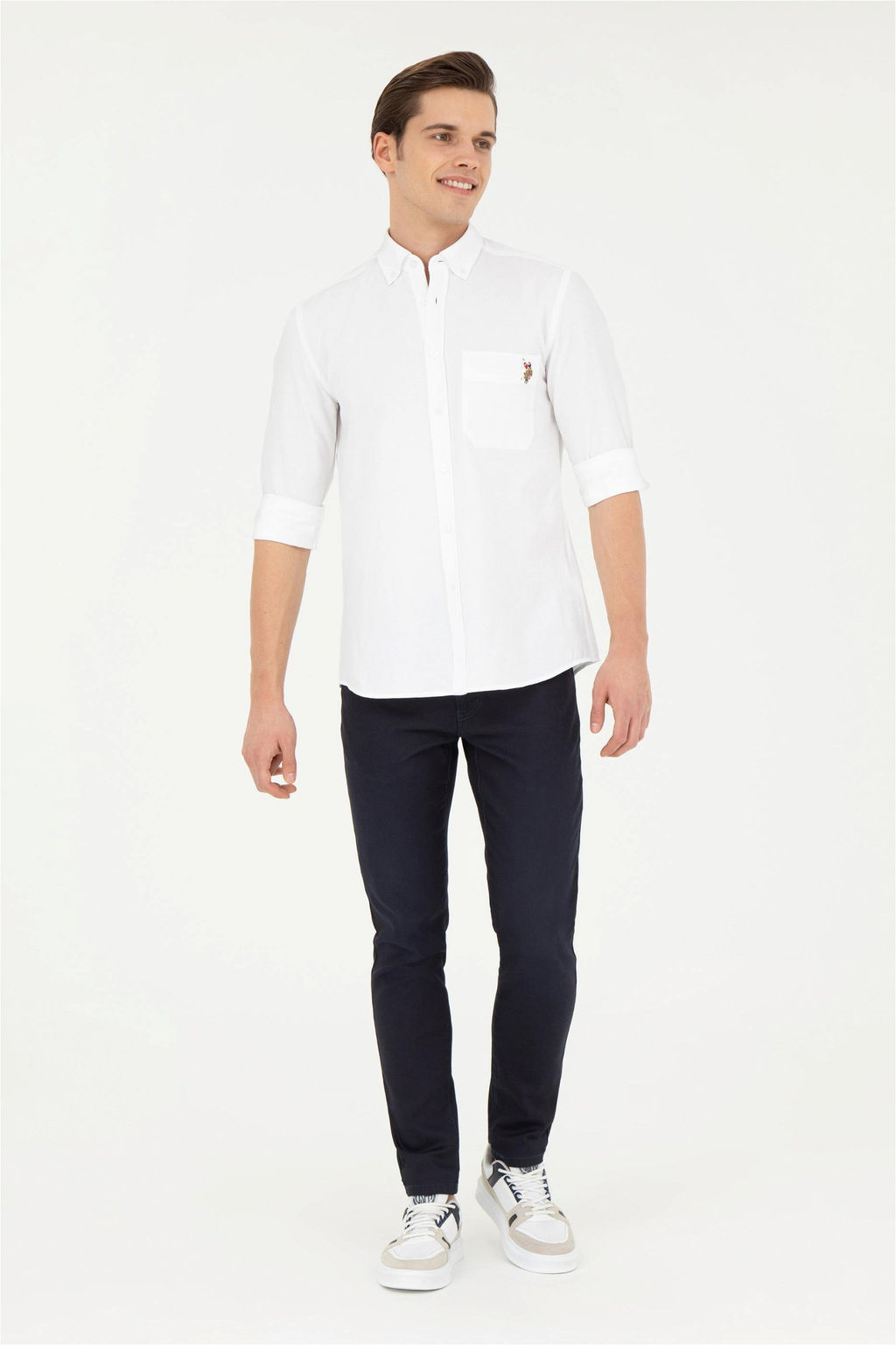 Мужская белая рубашка с длинным рукавом - U.s. polo assn фото 4