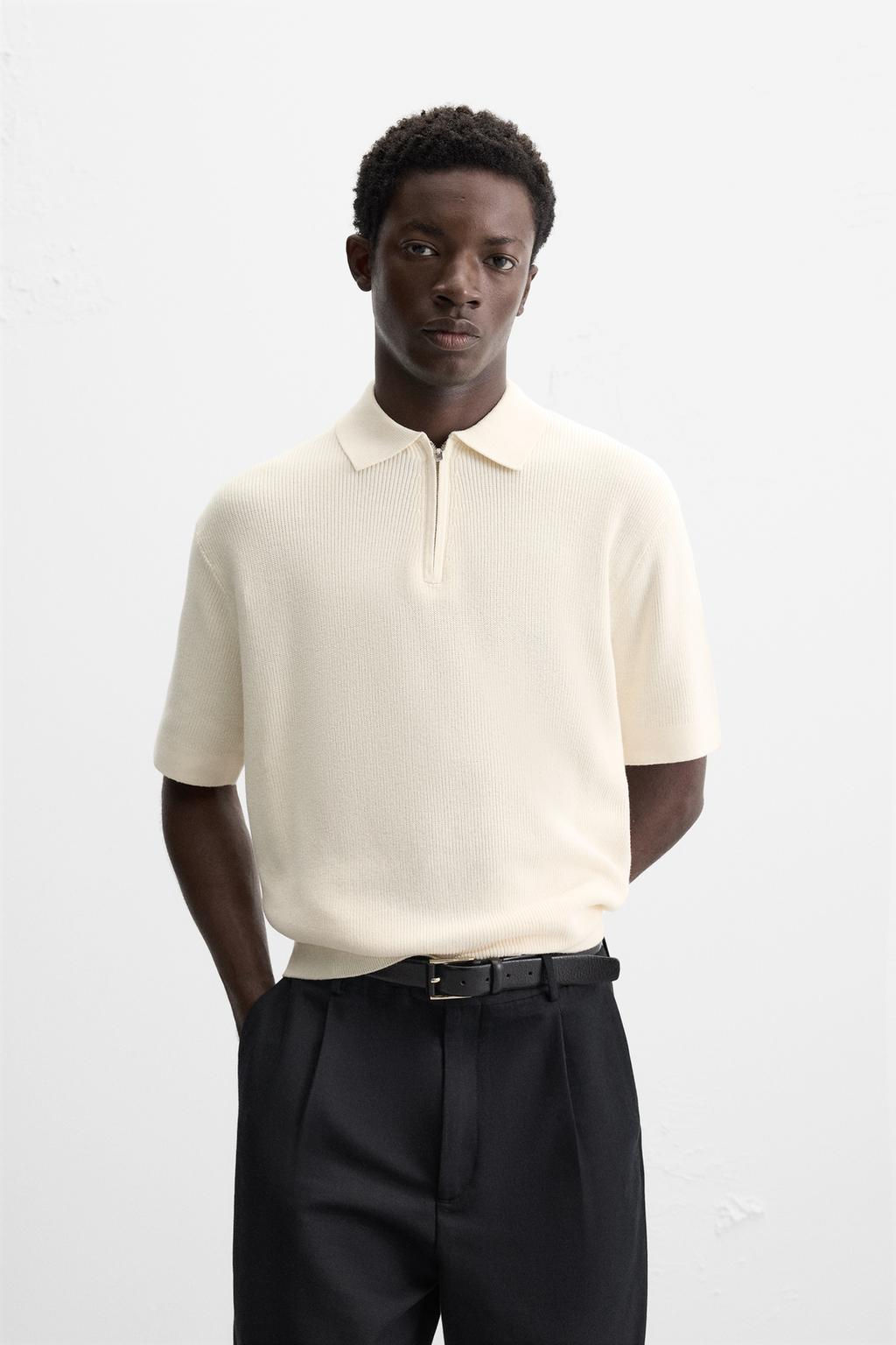 PEARL KNIT POLO SHIRT WITH ZIP - Zara фото 10
