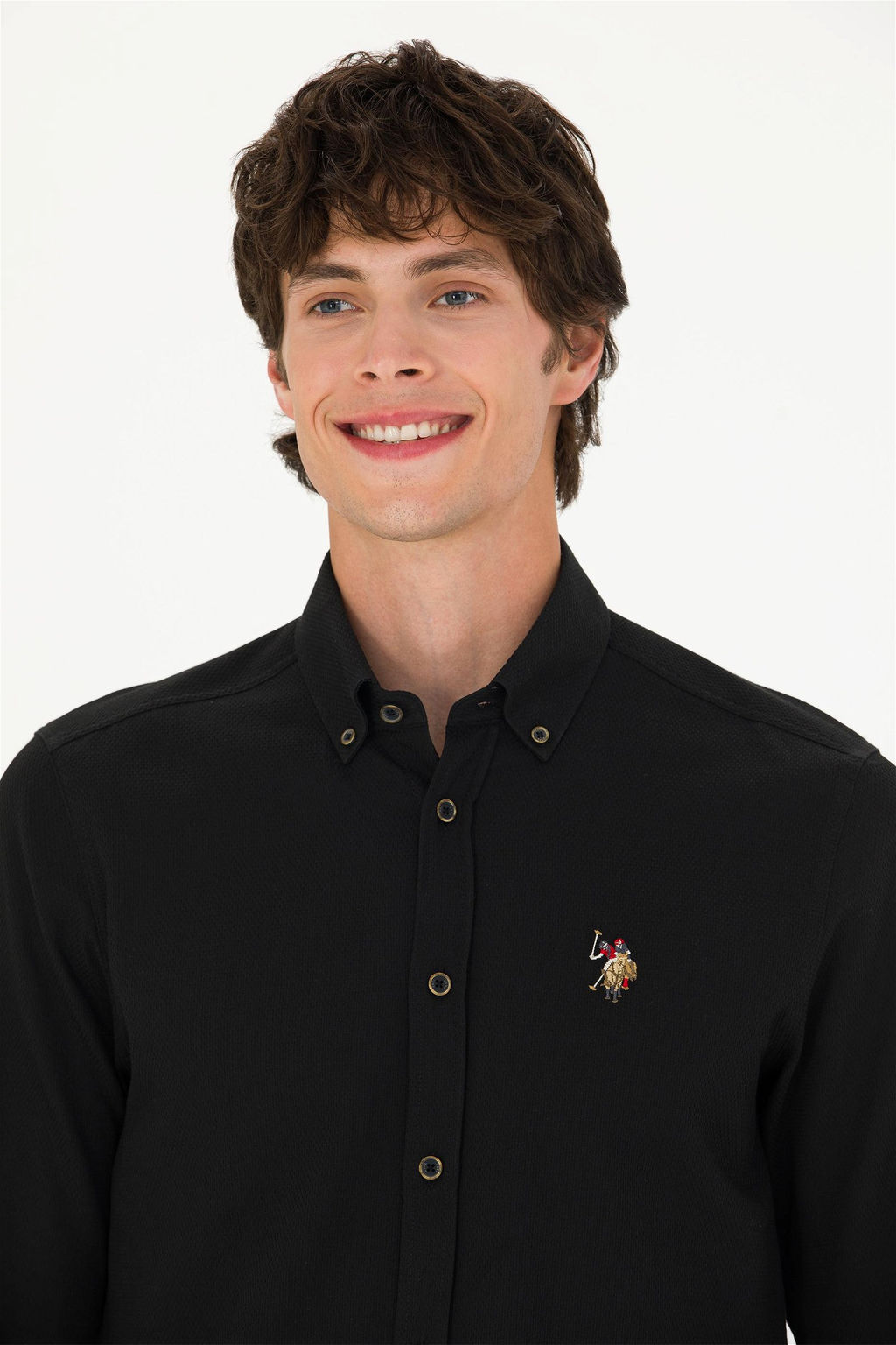 U. S. Polo Assn Мужская черная базовая рубашка с длинным рукавом - U.s. polo assn фото 2