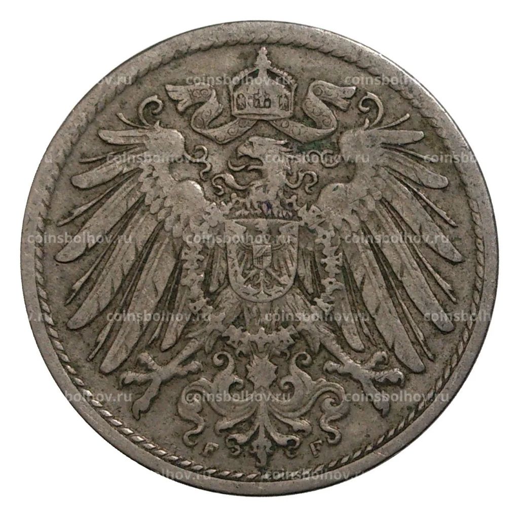 Монета 10 пфеннигов 1907 года F Германия