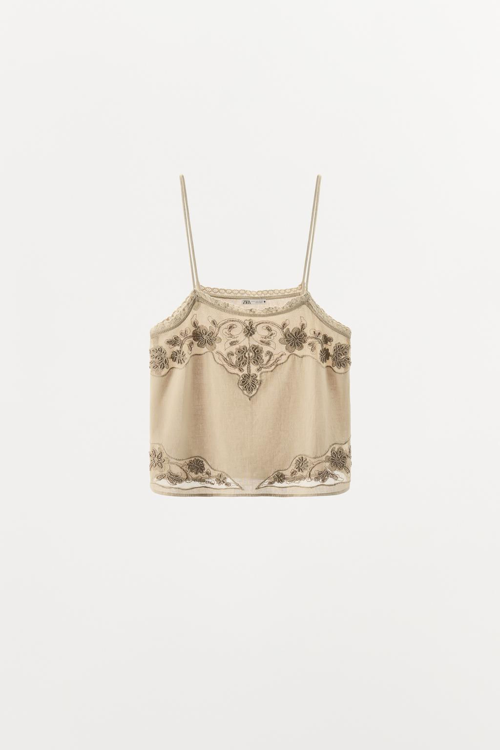 BEADED EMBROIDERED CAMISOLE TOP - Zara фото 4