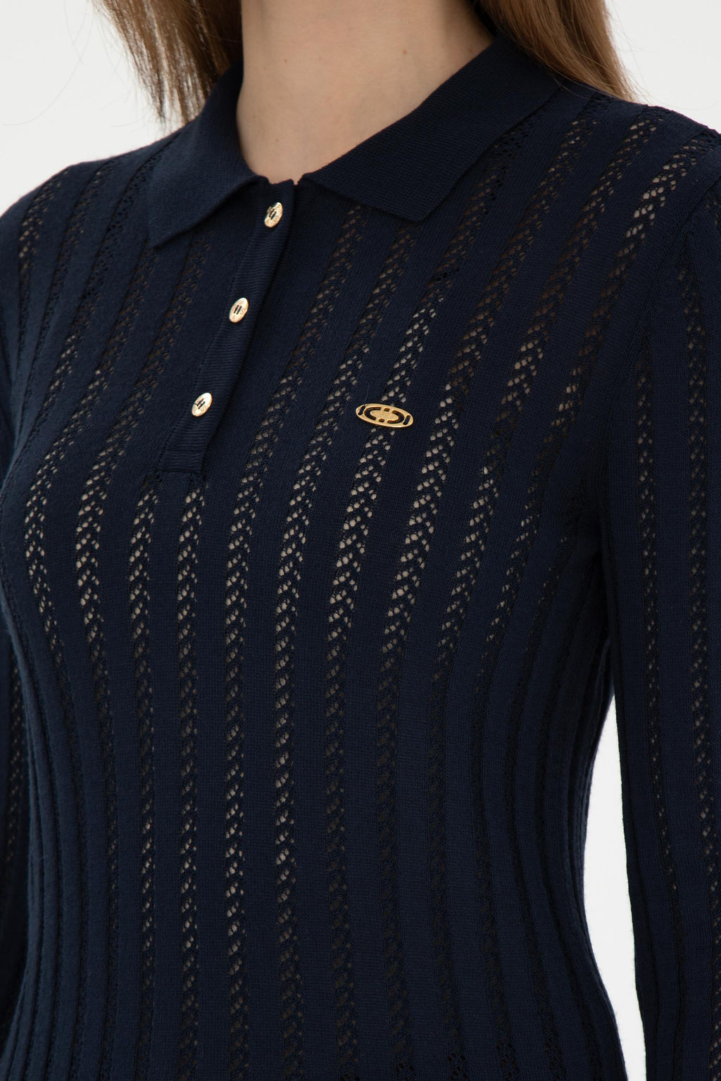 Женский темно-синий свитер с воротником-поло Неожиданная скидка в корзине - U.s. polo assn фото 7