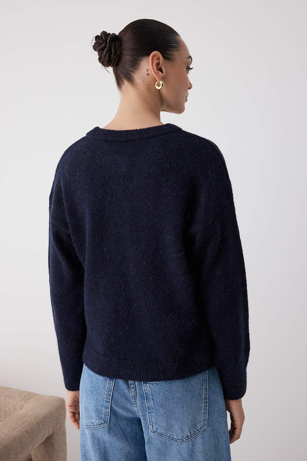 More Sustainable Lacivert Alpaka Yun Kar?s?ml? Triko Kazak|TWOAW26KZ00001 - Trendyolmilla фото 5