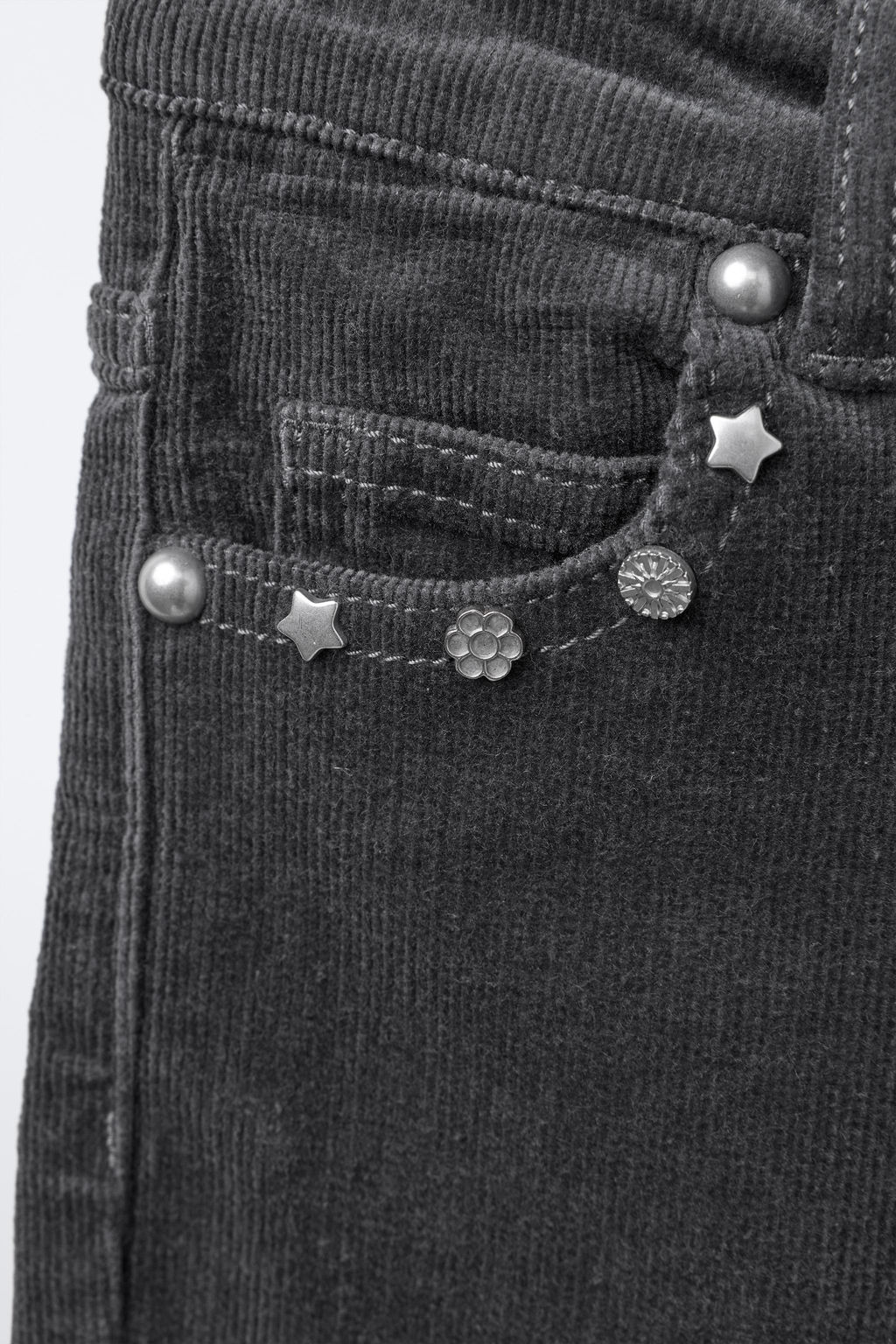 STRAIGHT CORDUROY TROUSERS WITH STUDS - Zara фото 3