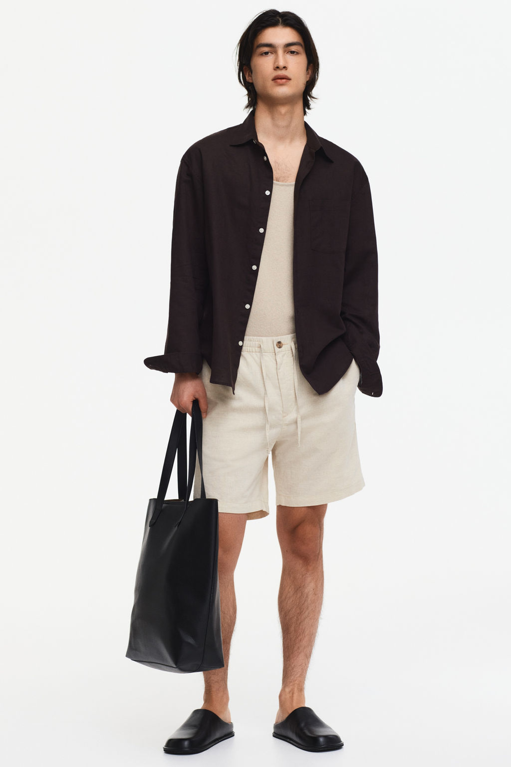 Pantal?n corto en mezcla de lino Regular Fit - H&m фото 8