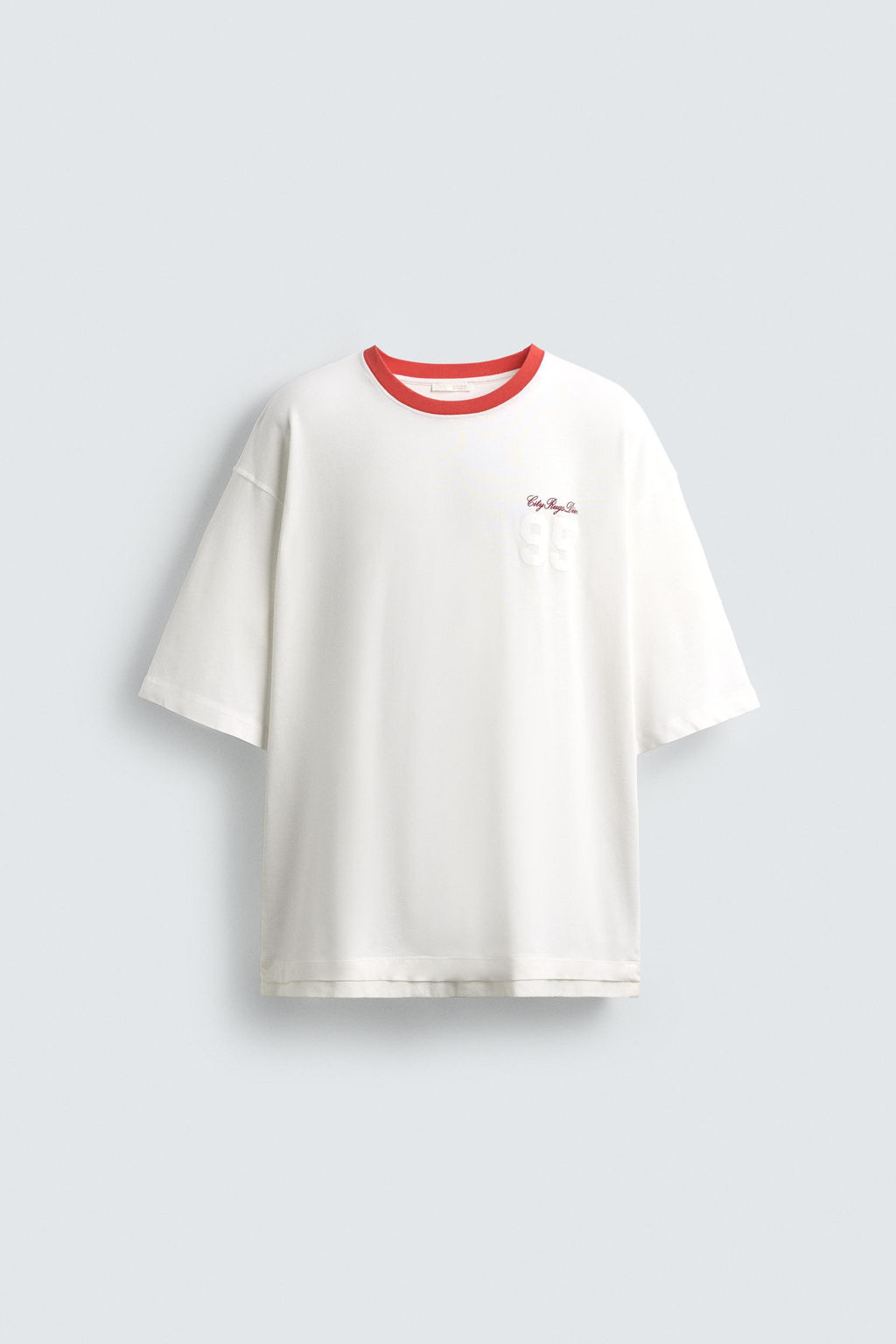 T-SHIRT WITH CONTRAST NECK - Zara фото 7
