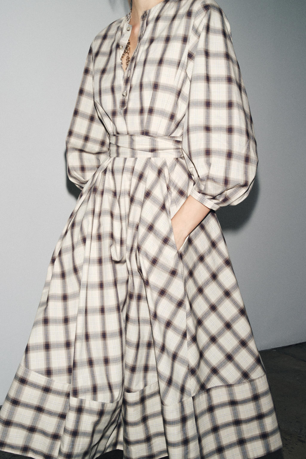 ZW COLLECTION CHECK SHIRT DRESS - Zara фото 5