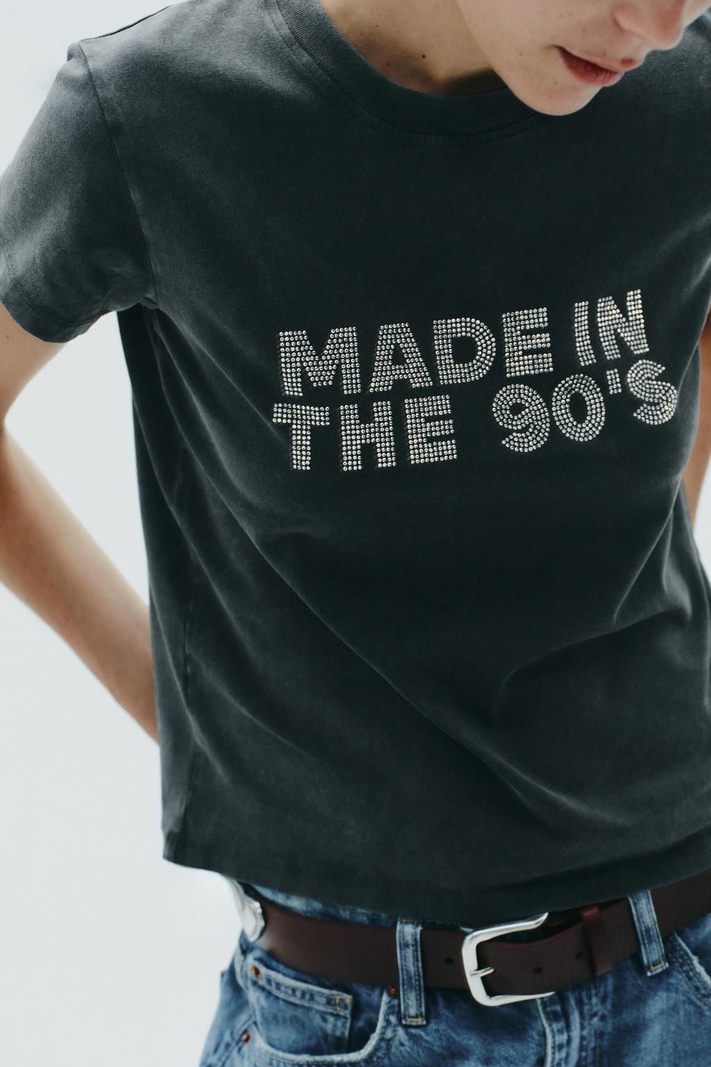 WASHED-EFFECT RHINESTONE T-SHIRT - Zara фото 4