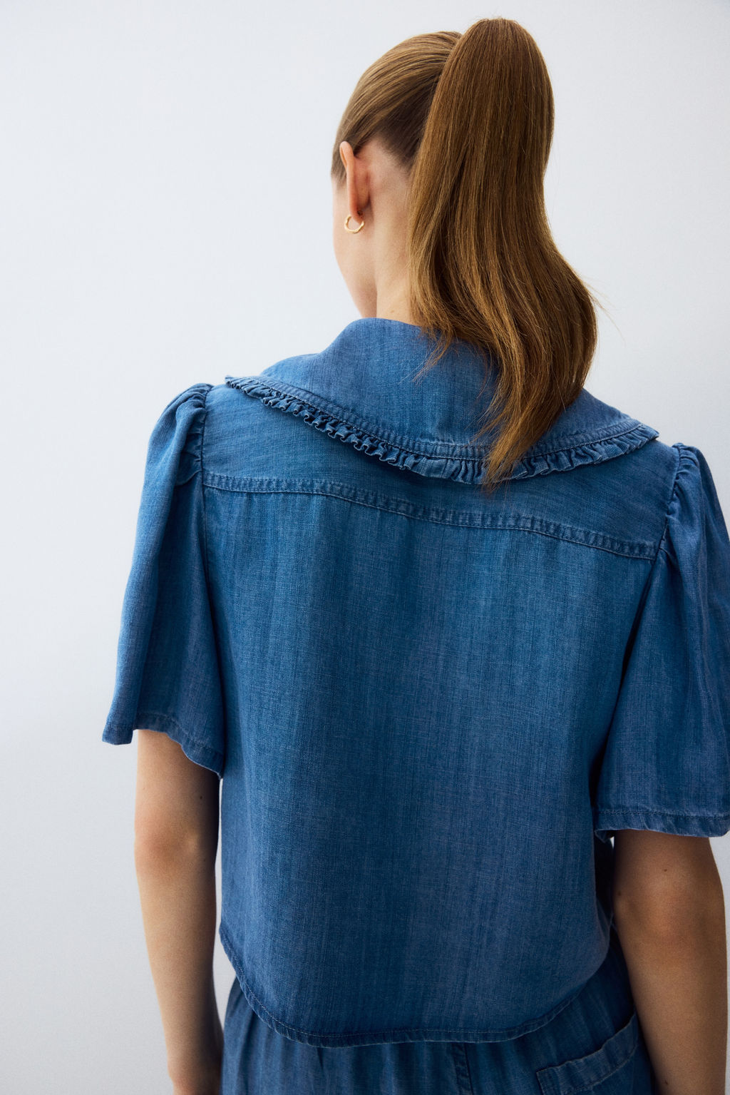Blusa denim con lazadas - H&m фото 4
