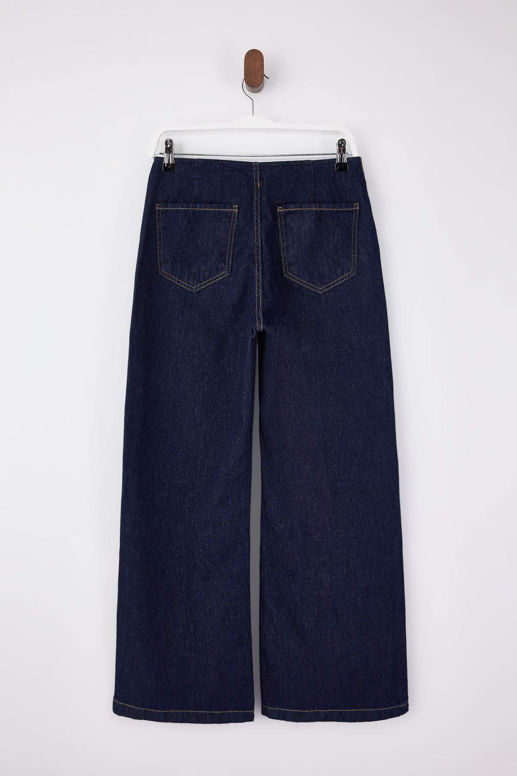 Koyu Mavi D_K_ML_ Kemer Detayl_ Normal Bel %100 Pamuk Wide Leg Jeans TWOSS26JE00020 - Trendyolmilla фото 6