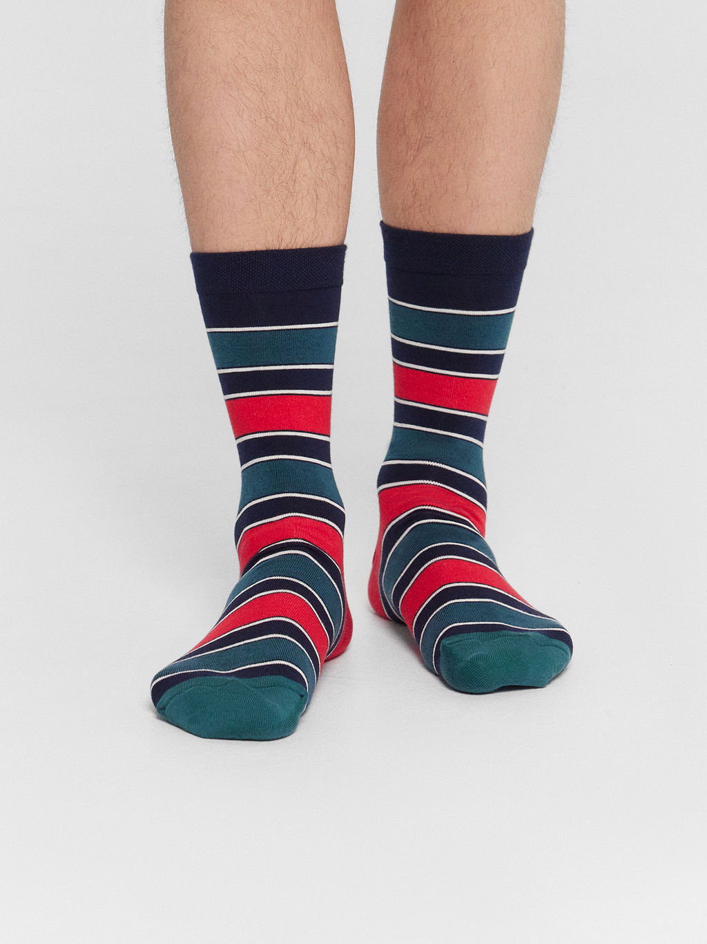 Цена за 5 пар! Носки мужские в полоску т.синий /малахит 025K-2498