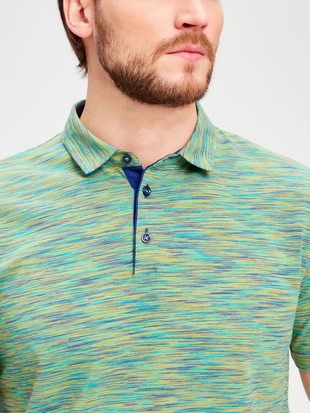 Джемпер мужской с воротником поло короткий рукав GREG G144-KM1246-OR1013 (зеленый)  фото 2