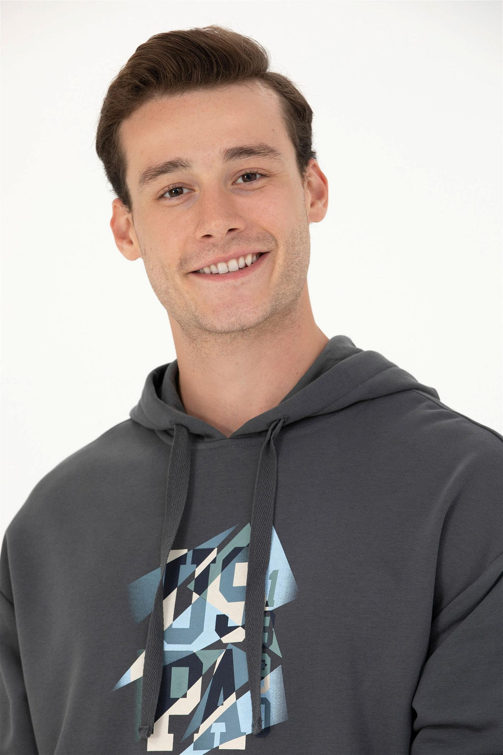 U. S. Polo Assn Мужская толстовка оверсайз с капюшоном антрацитового цвета - U.s. polo assn фото 9