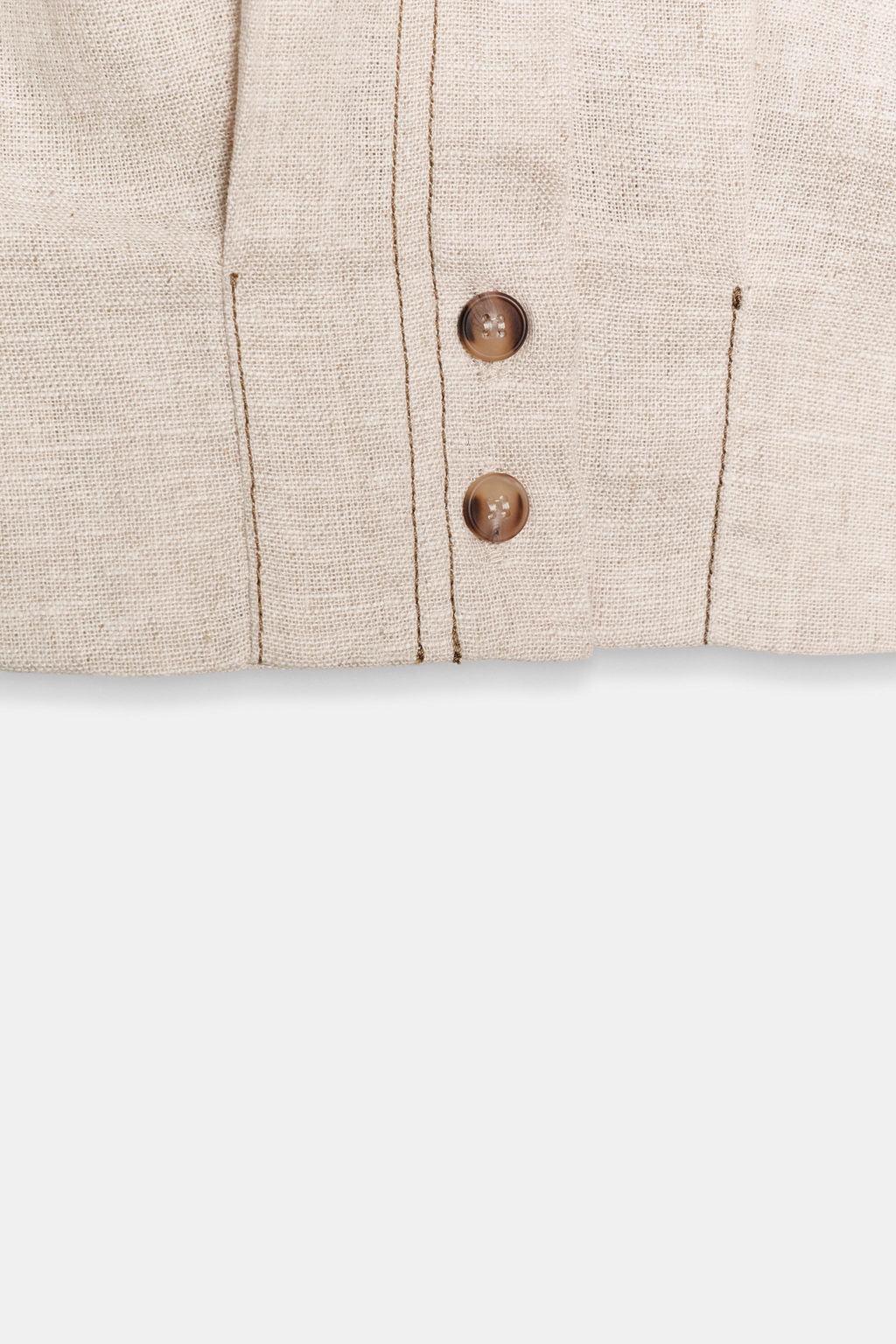TOP PESPUNTES CON LINO / Beige claro