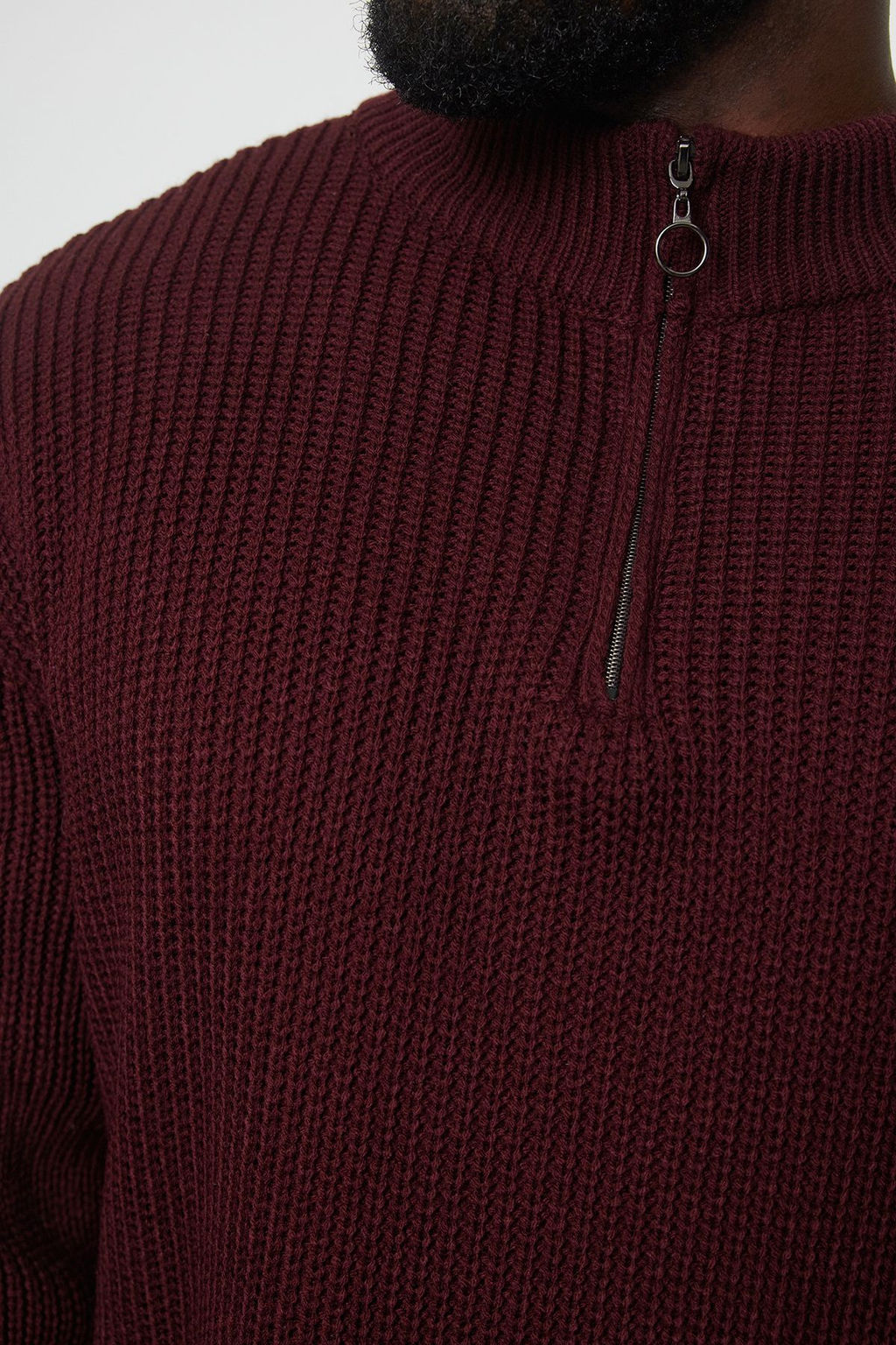 TRENDYOL MAN Bordo Regular Yar?m Bal?kc? Yaka Duz Triko Buyuk Beden Kazak TMNAW24AN00008 - Trendyolmilla фото 15