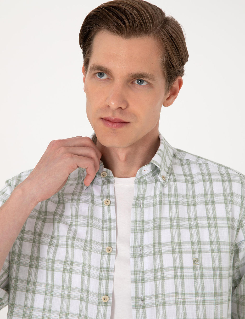 Ye_il Regular Fit Ekose Uzun Kollu G_mlek - Pierre cardin фото 2