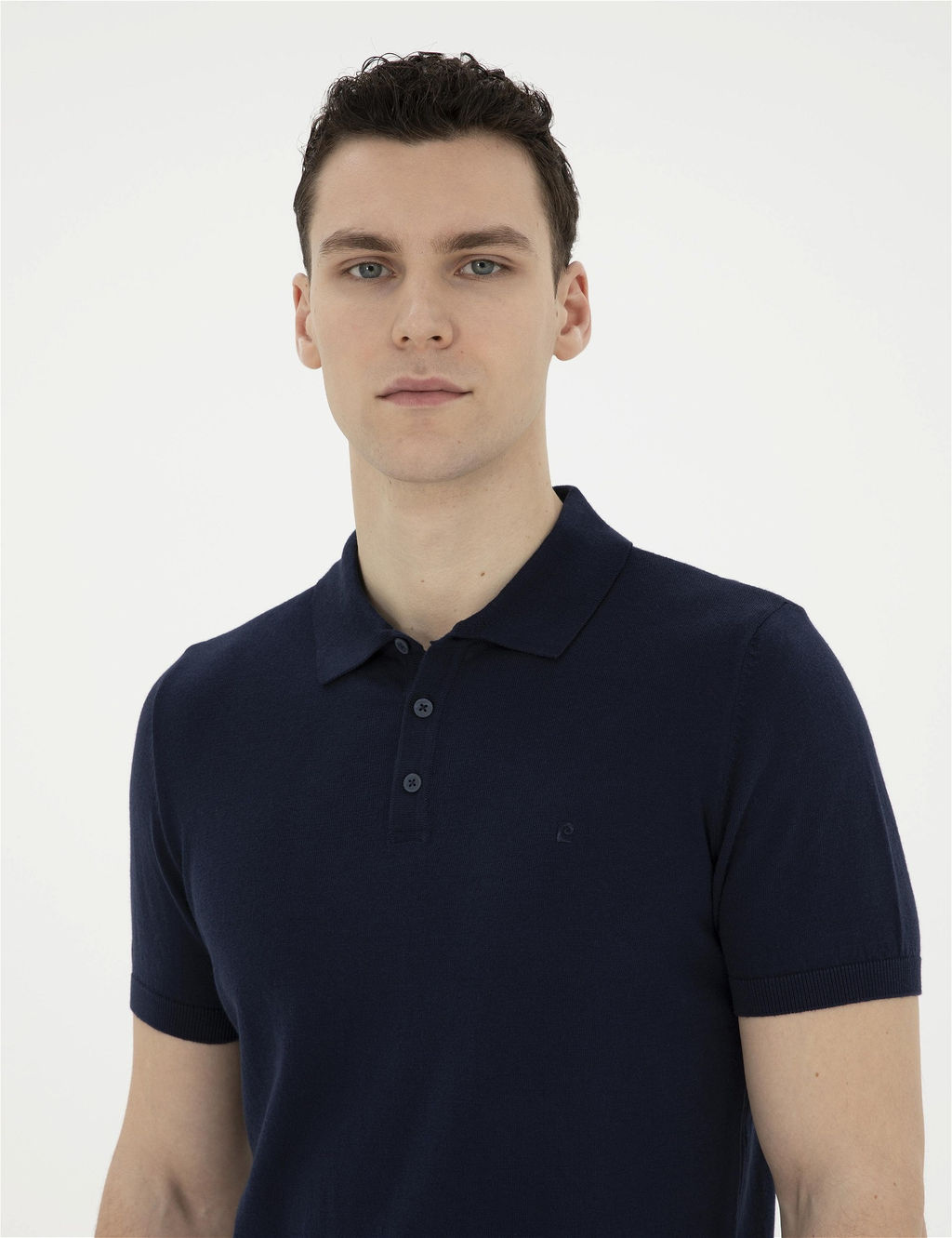 Lacivert Slim Fit D__meli Polo Yaka Triko Ti__rt - Pierre cardin фото 2
