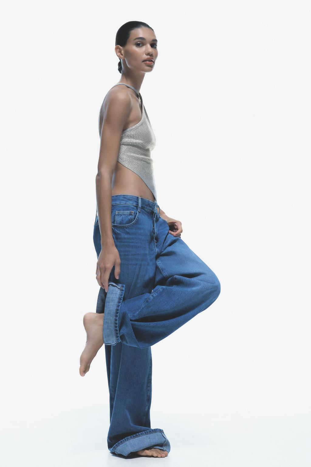 KNIT OPEN BACK CROP TOP WITH RHINESTONES - Zara фото 3