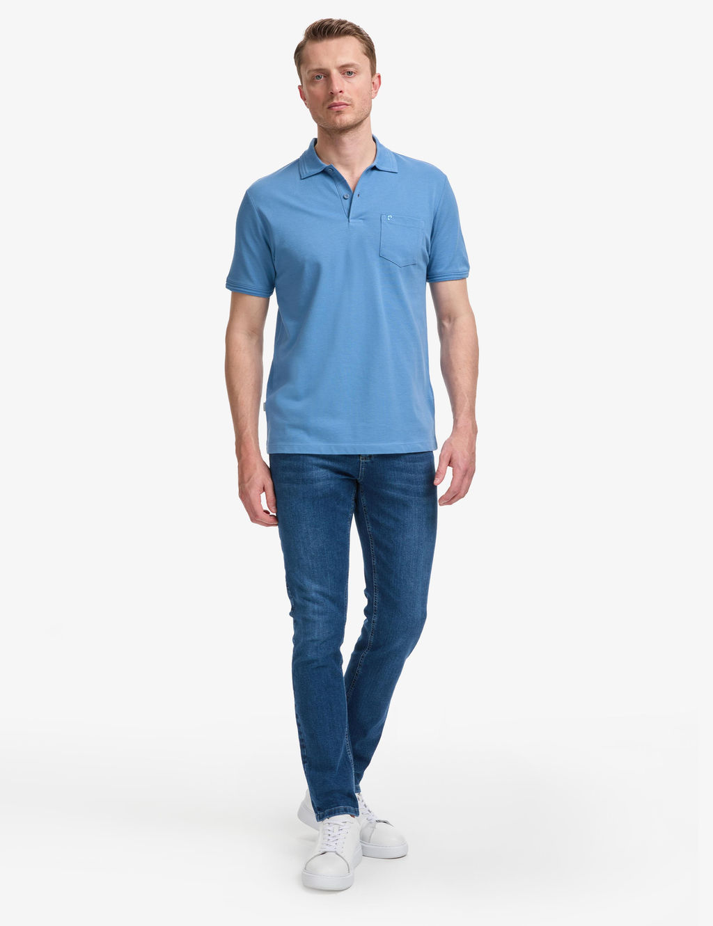 Koyu Mavi Regular Fit %100 Pamuk K_vr_lmaz Polo Yaka Basic Ti__rt