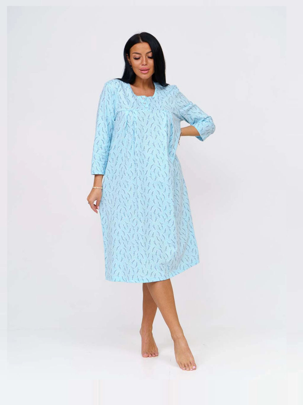 Ночная сорочка женская, цвет голубой белый