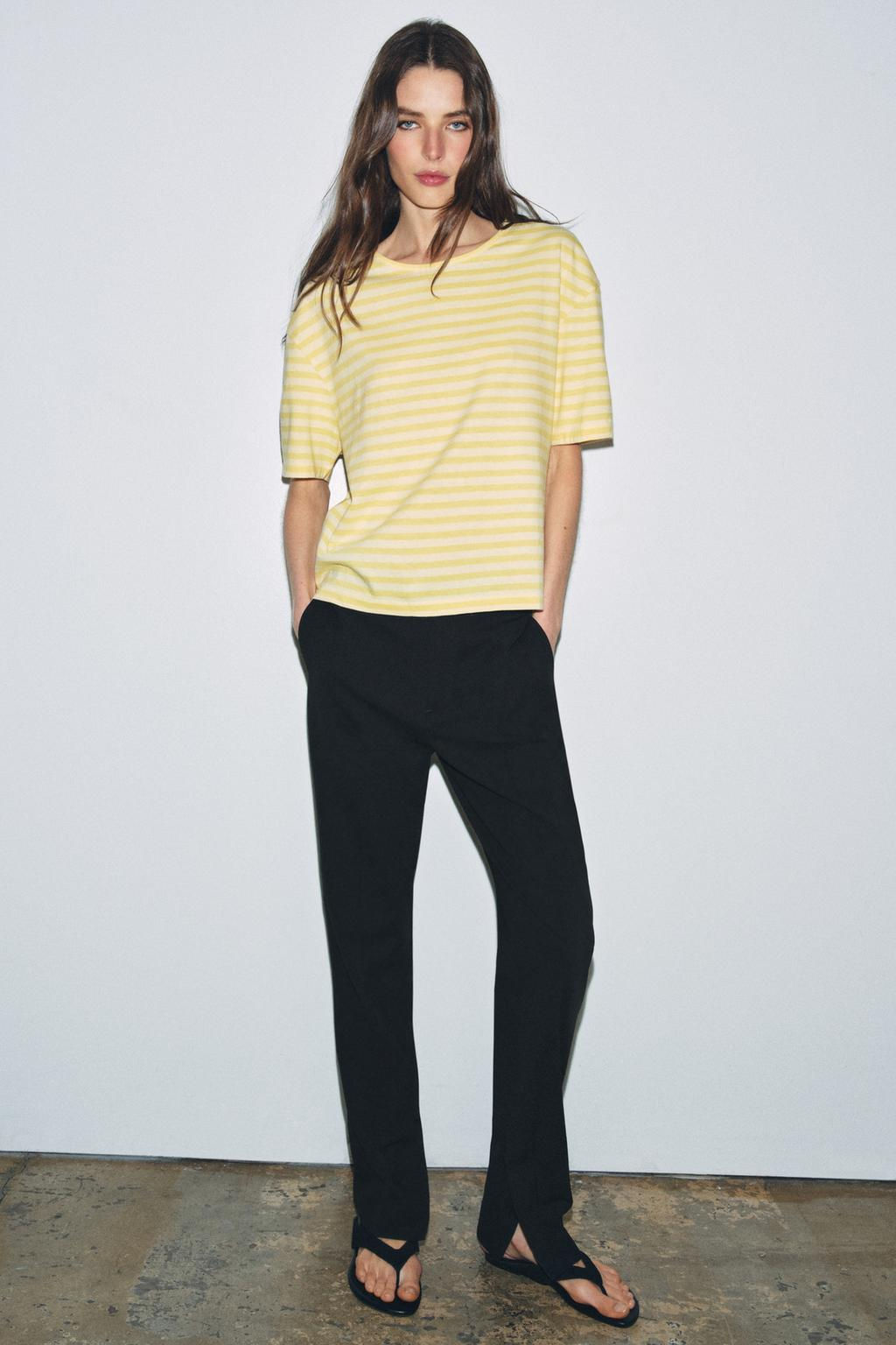 CAMISETA MANGA CORTA RAYAS / Amarillo - Zara фото 11
