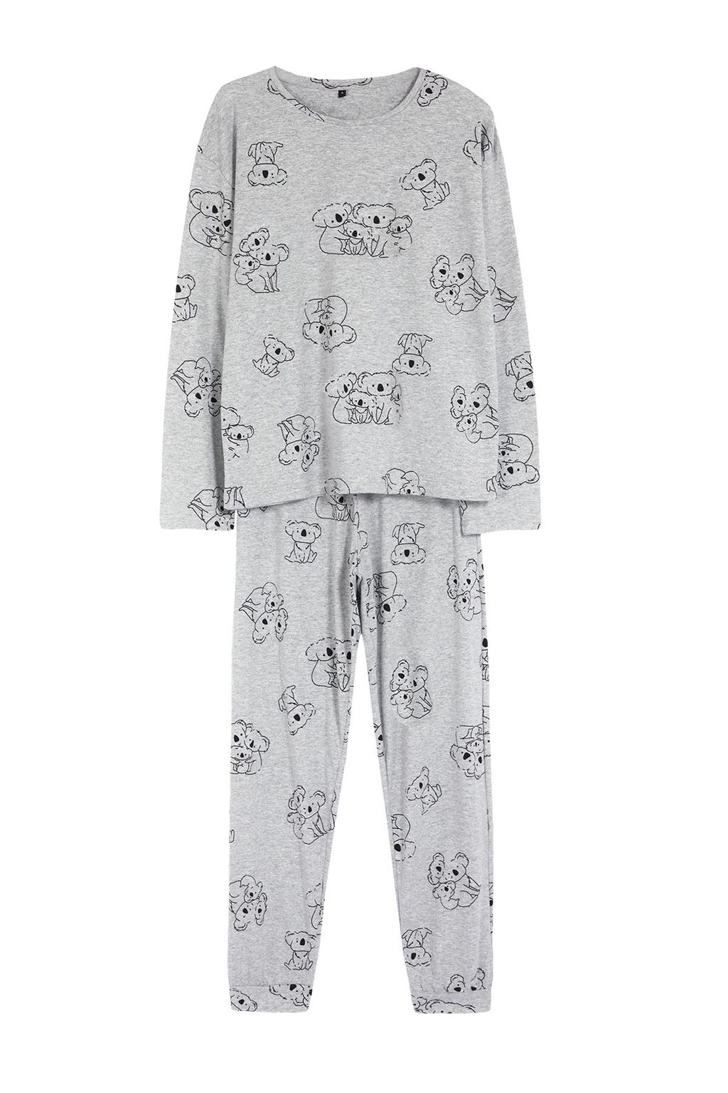 Trendyolmilla Gri Melanj Pamuklu Hayvan Desenli Orme Pijama Tak?m? THMAW25PT00020