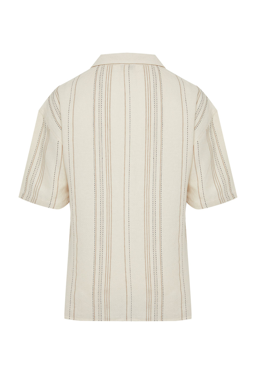 Ekru Cizgili Regular Fit Yar?m Pat Gomlek TMNSS24GO00045
