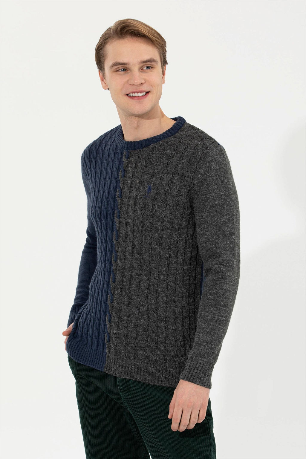 Мужской темно-синий вязаный свитер - U.s. polo assn фото 9