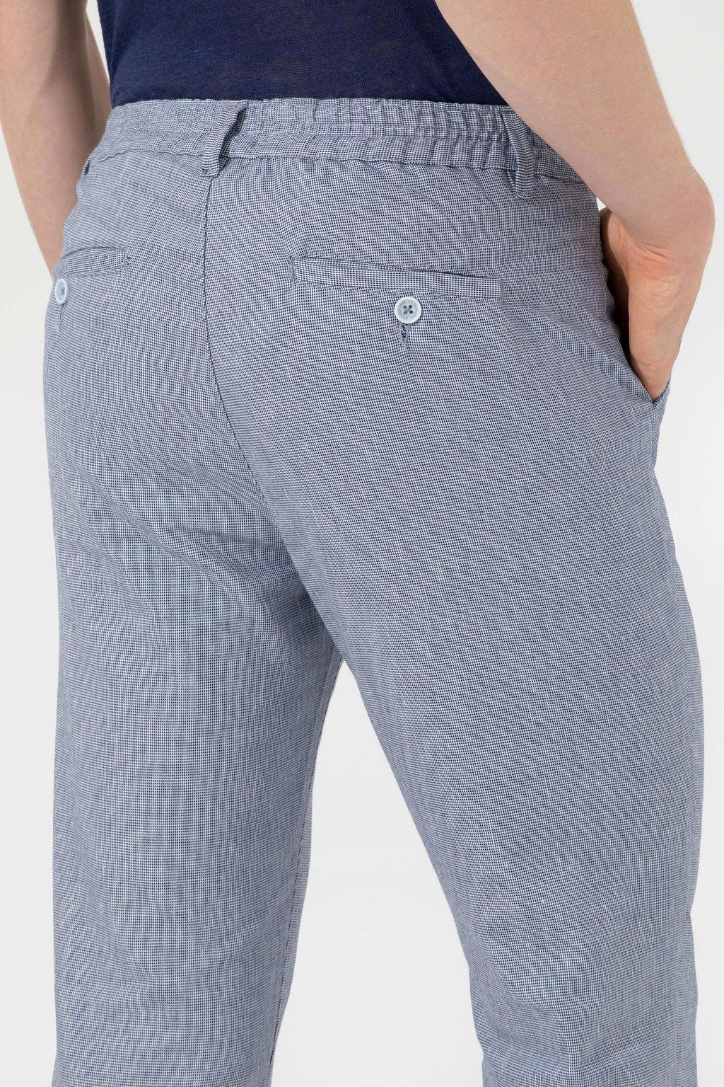 Erkek Carrot Fit Mavi Kanvas Pantolon