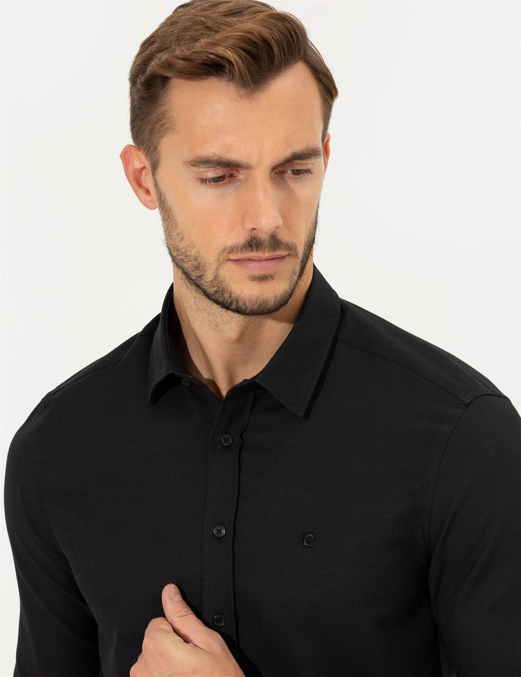 Siyah Slim Fit Oxford G_mlek