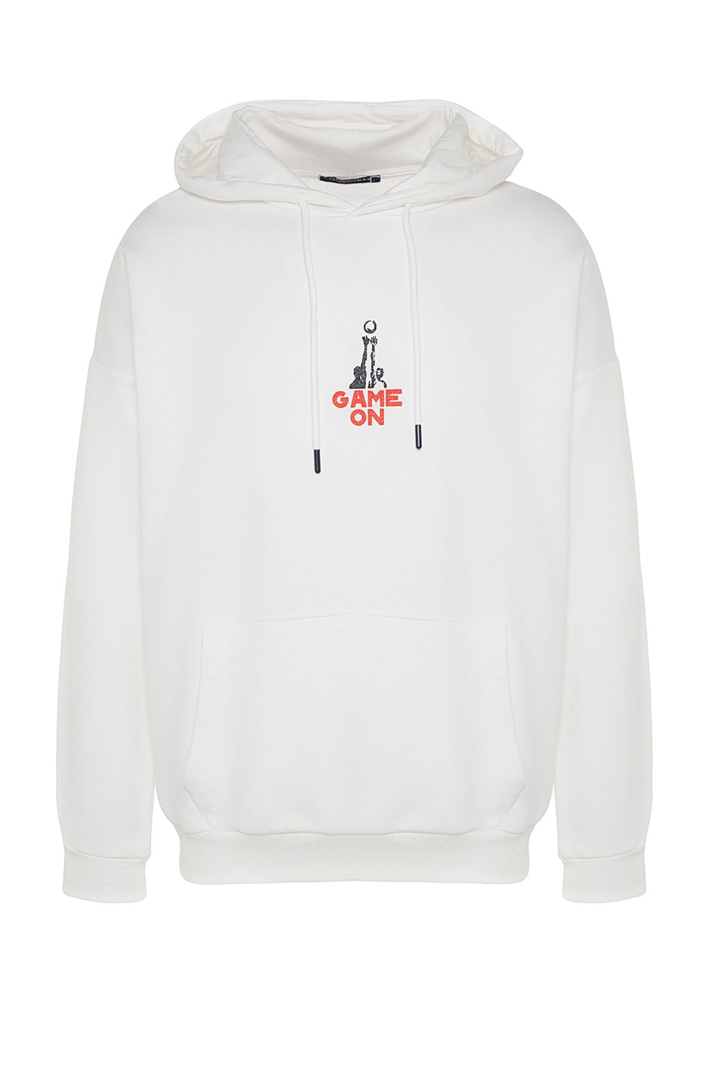 TRENDYOL MAN Ekru Oversize/Genis Kesim Kapusonlu Uzun Kol Basketbol Bask?l? Sweatshirt TMNAW24SW00005 - Trendyolmilla фото 7
