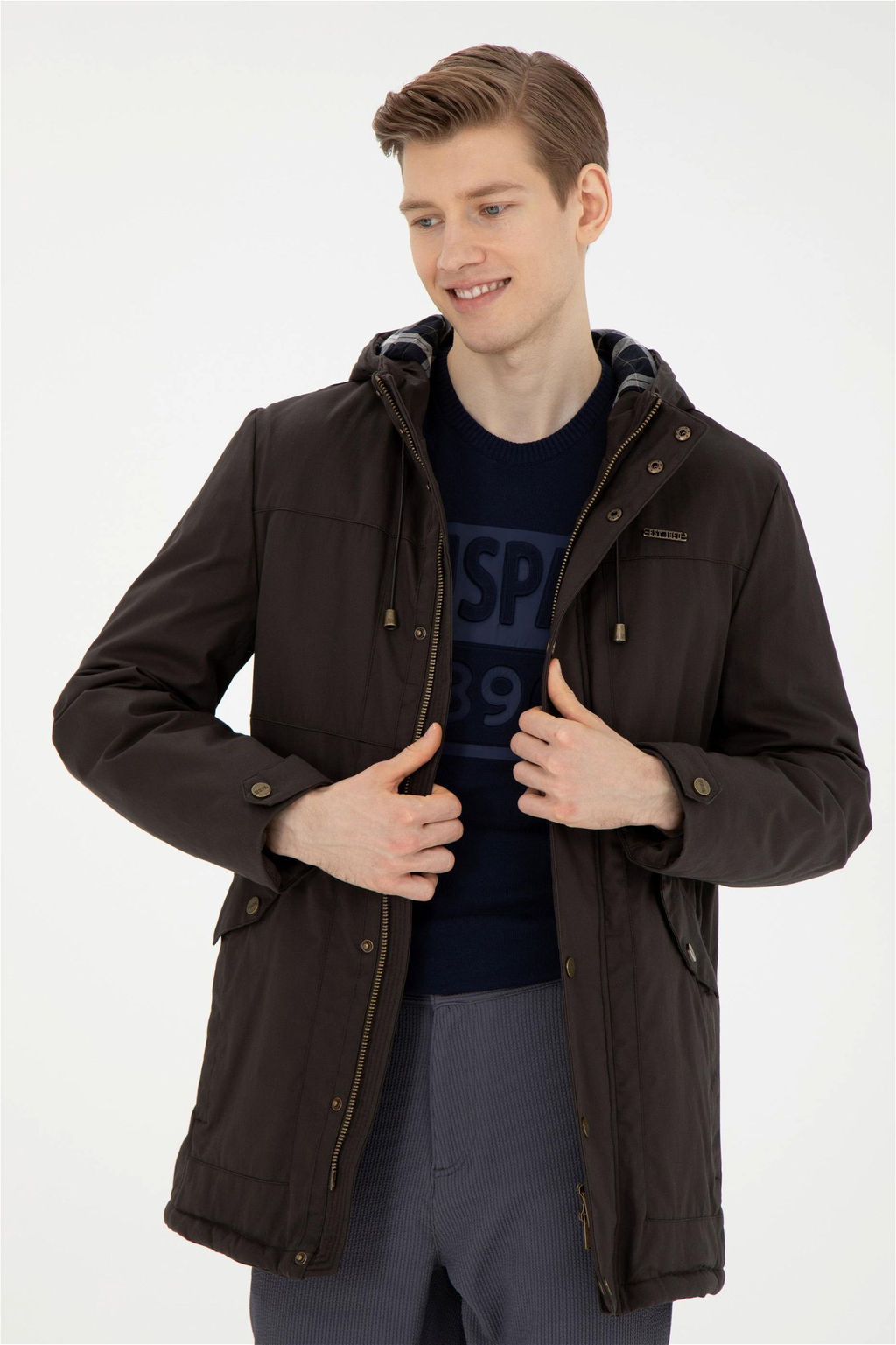 Мужское пальто цвета хаки Неожиданная скидка в корзине - U.s. polo assn фото 3