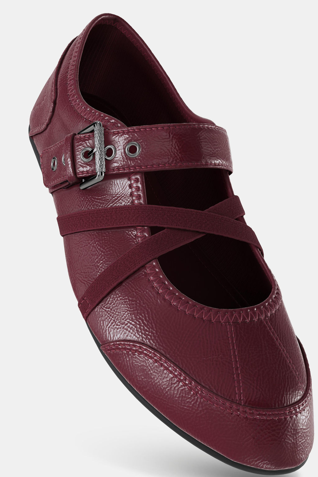 PATENT EFFECT BALLERINA SHOES WITH BUCKLES - Zara фото 8