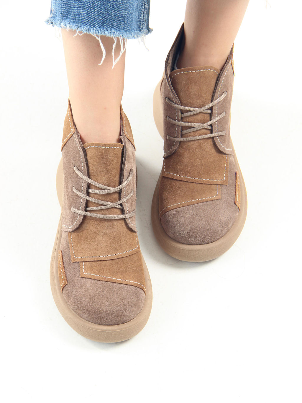 Ботинки 305.927ka. светло коричневый капучино замша/Байка