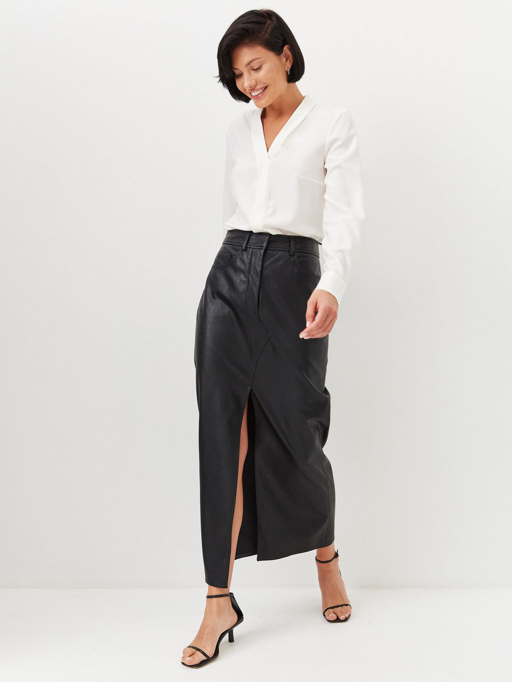 Блузка из сатина с V вырезом OD-807-1 белый OD-807-1 - Tantino фото 7