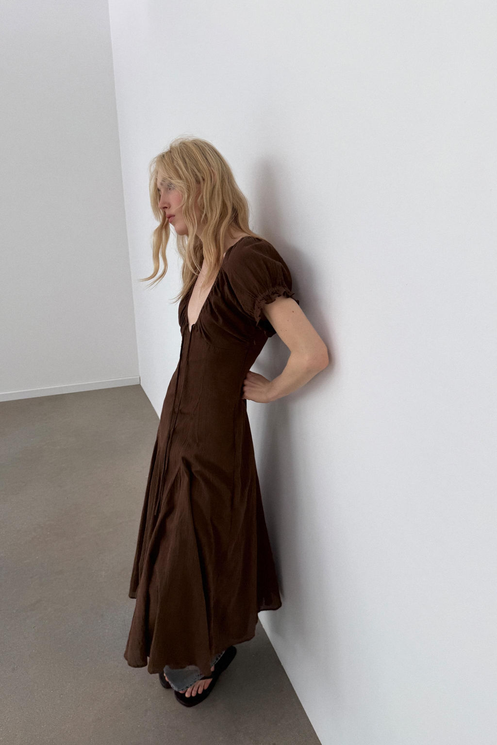 CHIFFON GODET MIDI DRESS - Zara фото 5