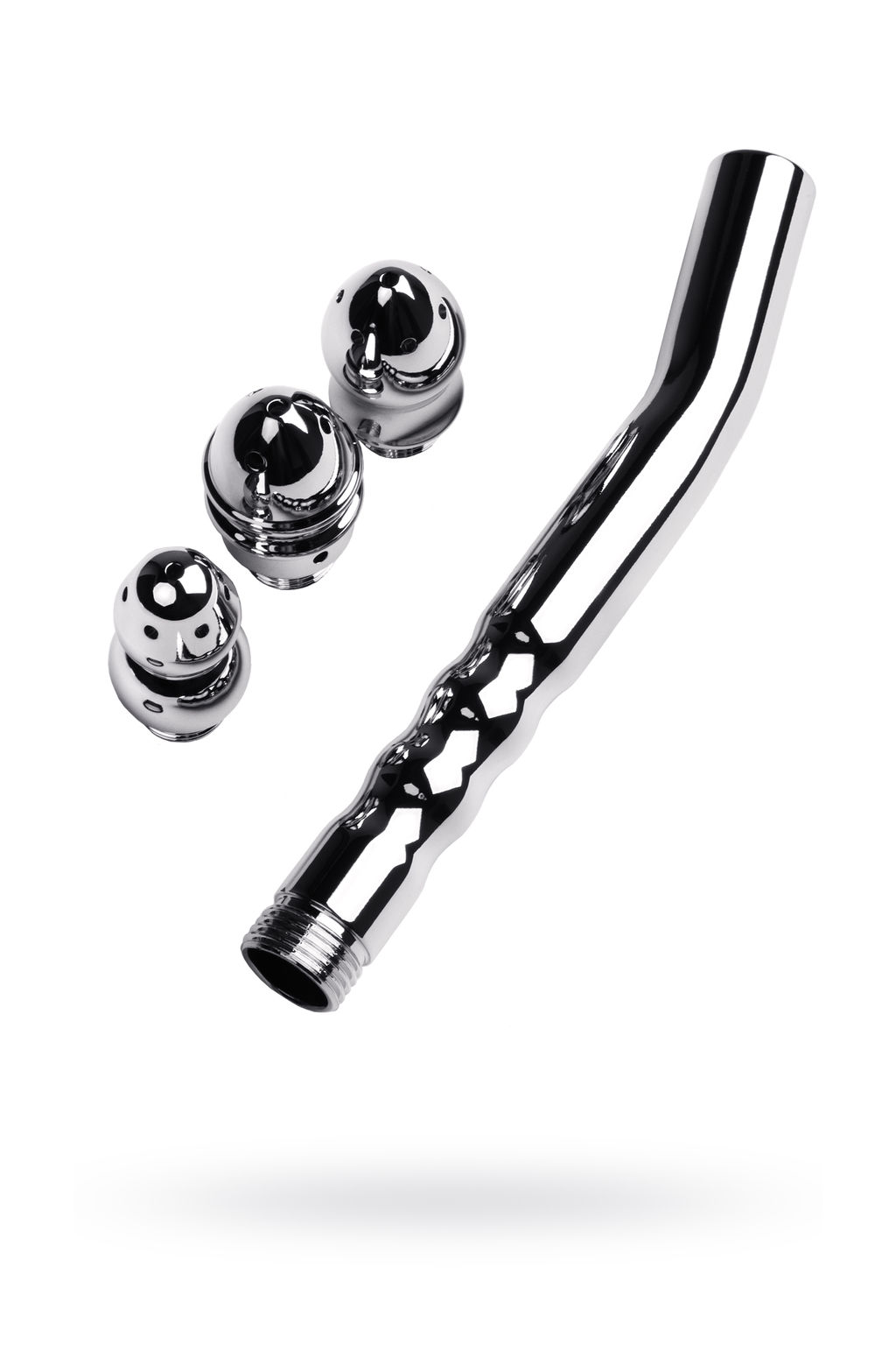 Анальный душ TOYFA Metal с тремя насадками, серебряная, 2см, 15,4 г