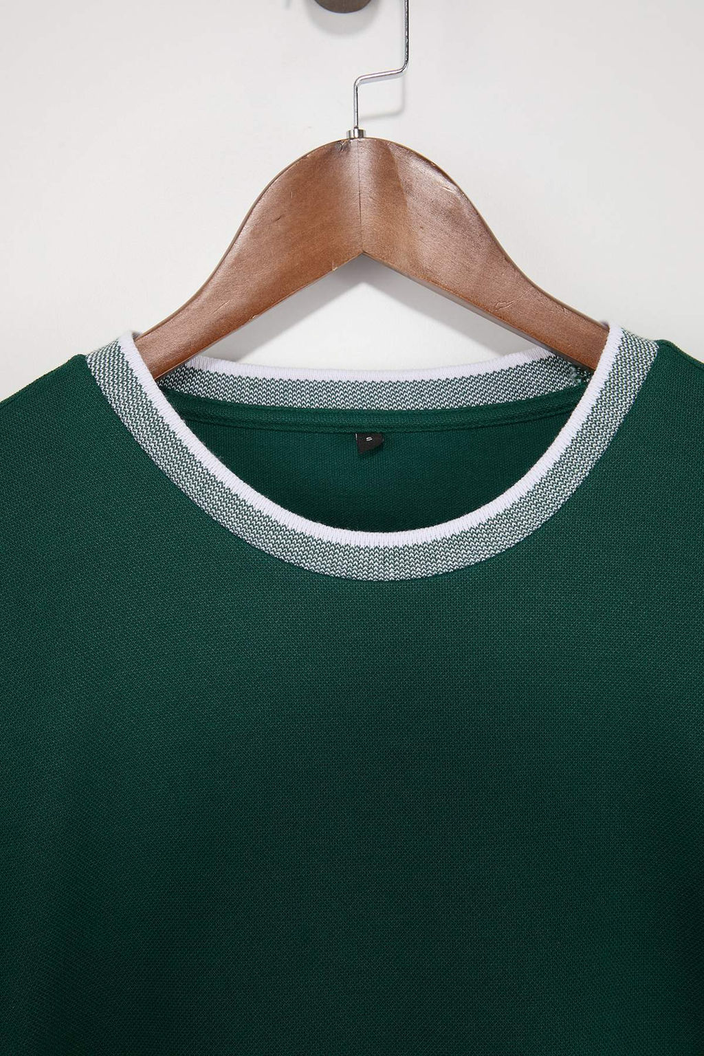 Haki Oversize/Genis Kesim Triko Bantl? Dokulu Pike T-Shirt TMNSS23TS00079