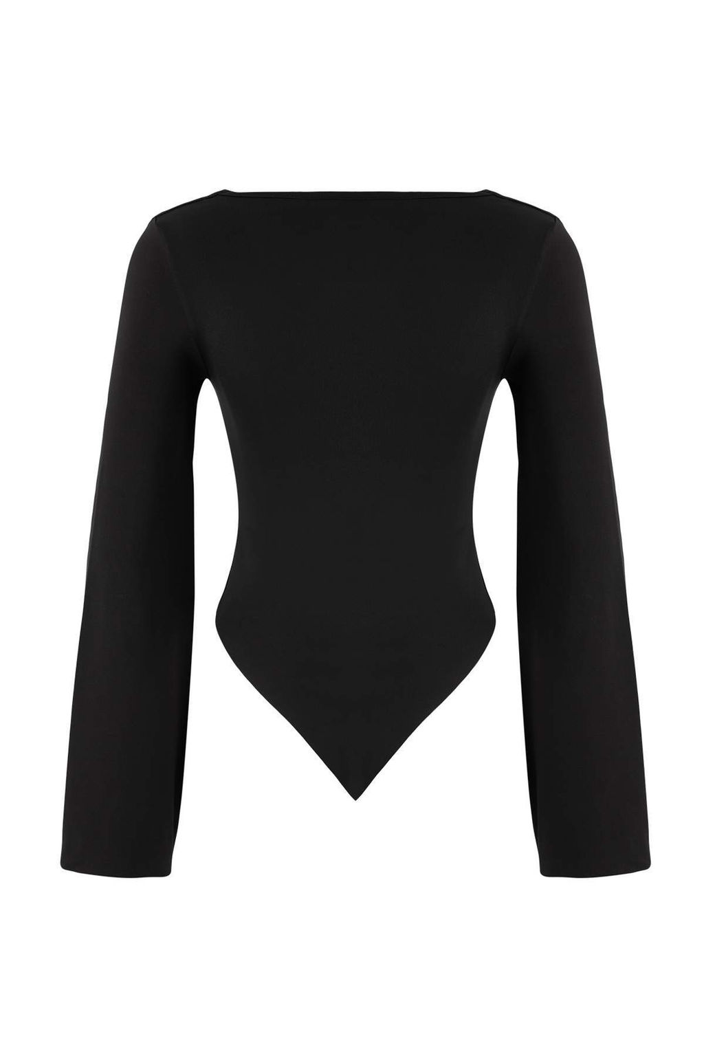 Siyah Degaje Yaka Asimetrik Fitted/Vucuda Oturan Orme Bluz TWOAW26BZ00283