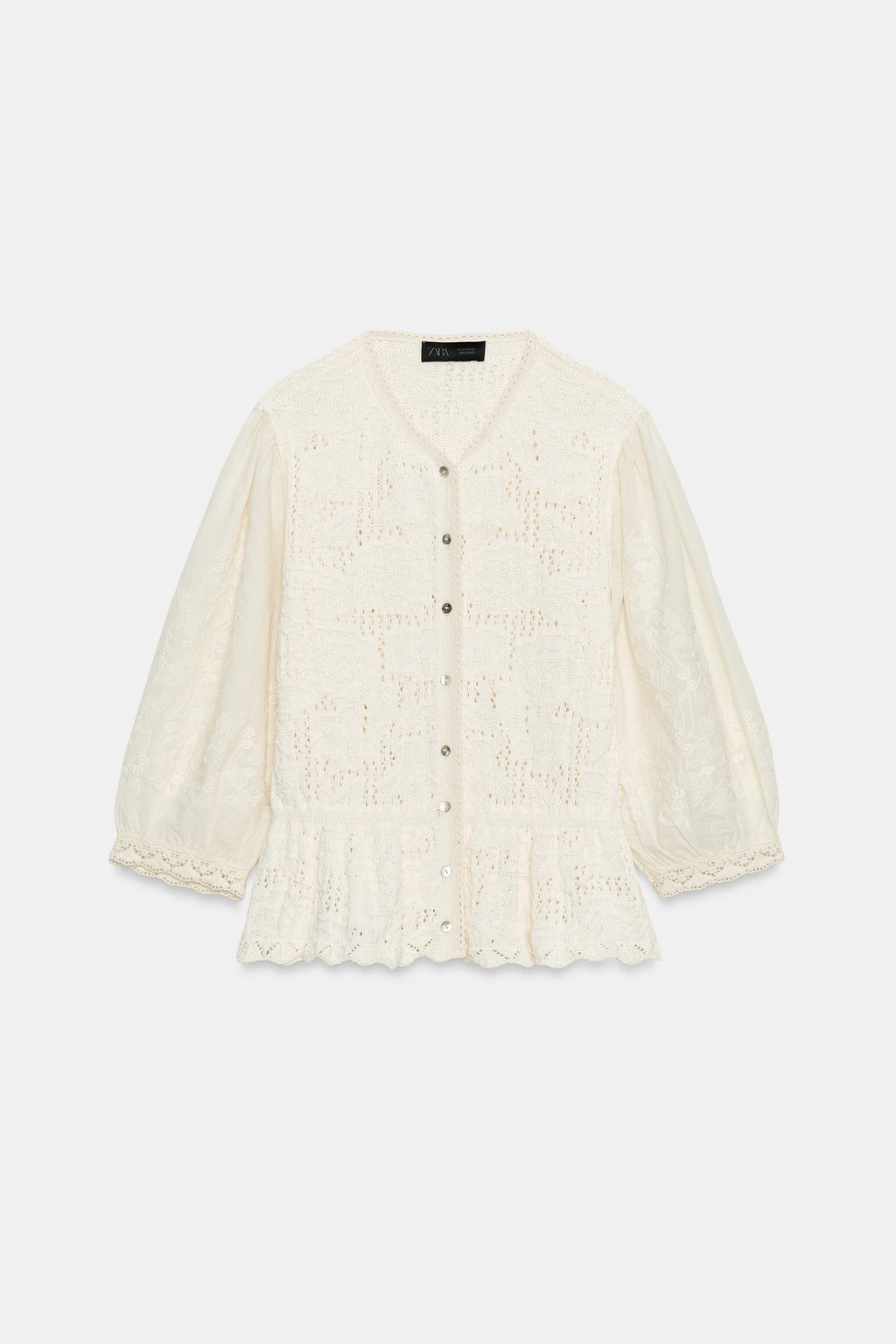 CHAQUETA ROM?NTICA PUNTO COMBINADO / Crudo - Zara фото 6