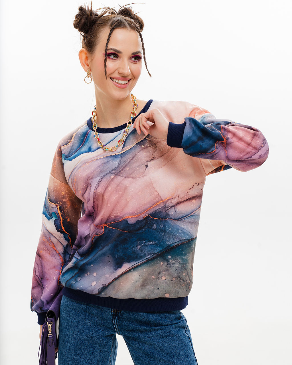 Удлинённый свитшот с принтом SNK001